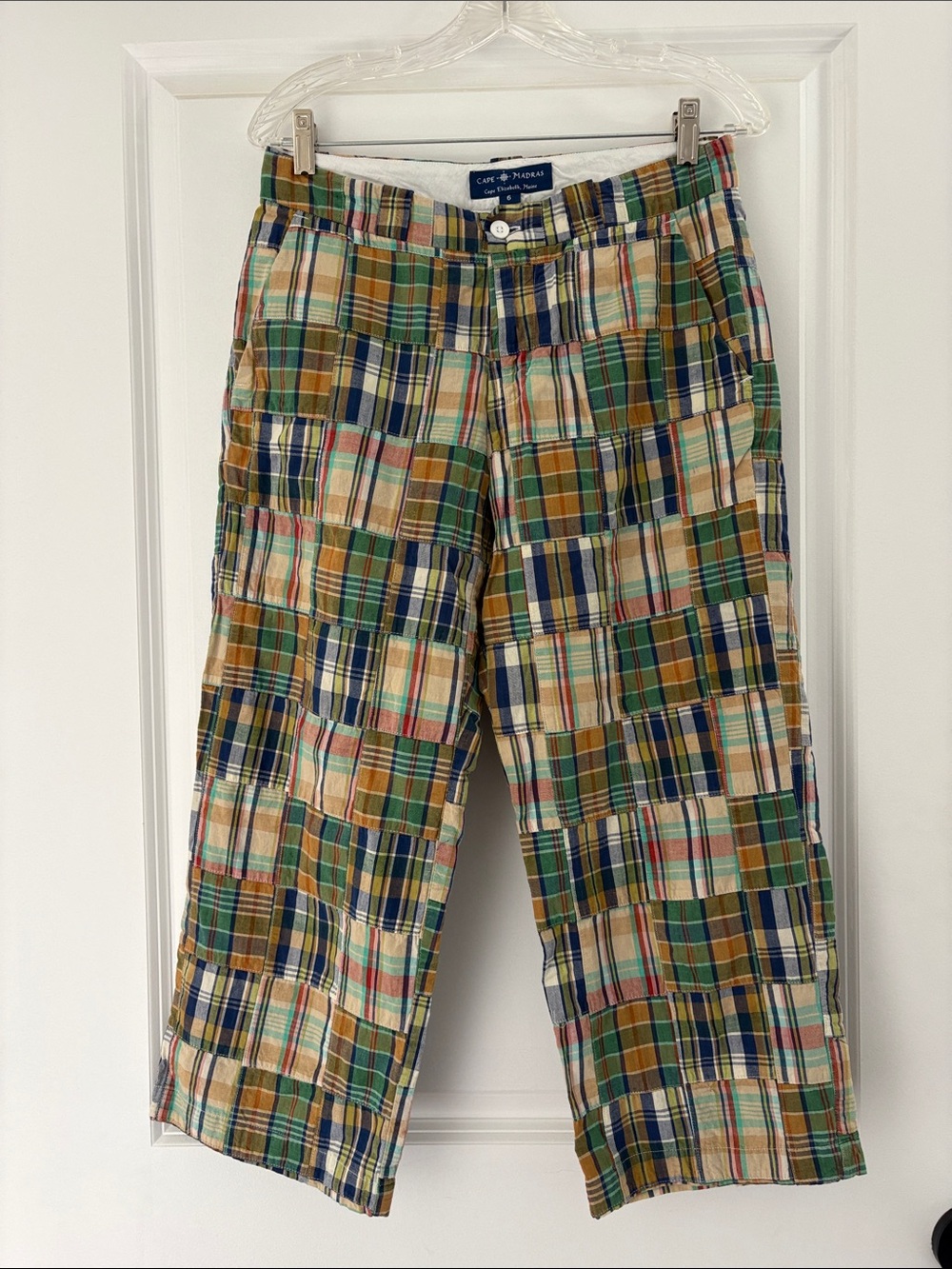 Cape Madras plaid patchwork cropped pants sz 6